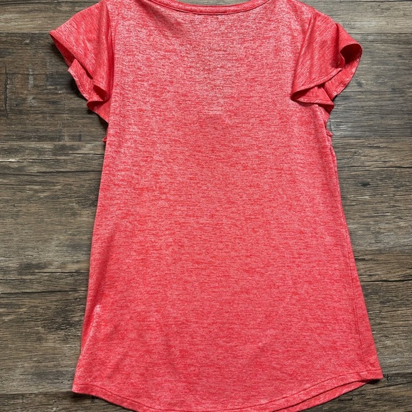 White House Black Market Red Flutter Sleeve Fitted Tee - Picture 2 of 5